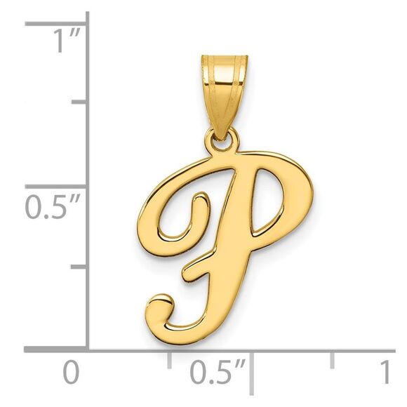 Kazi Luxury 14k Yellow Gold Script Letter P Initial Pendant - Picture 4 of 4